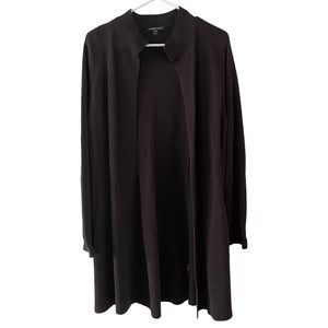 Eileen Fisher | Silk Cotton Blend Open Front Cardigan in Brown, Medium